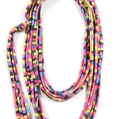 Yellow Pink Blue Scarf, Yellow Pink Blue Necklace,..