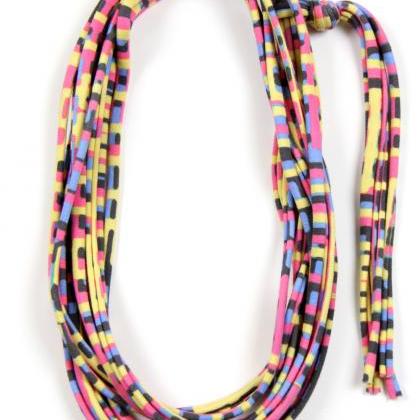 Yellow Pink Blue Scarf, Yellow Pink Blue Necklace,..