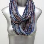 Mens Necklace, Womens Infinity Scarf Grey Brown..
