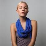 Cotton Scarf, Blue Infinity Scarf, Womens Circle..