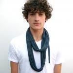 Grey Mens Infinity Cotton Scarf Necklace Fall..