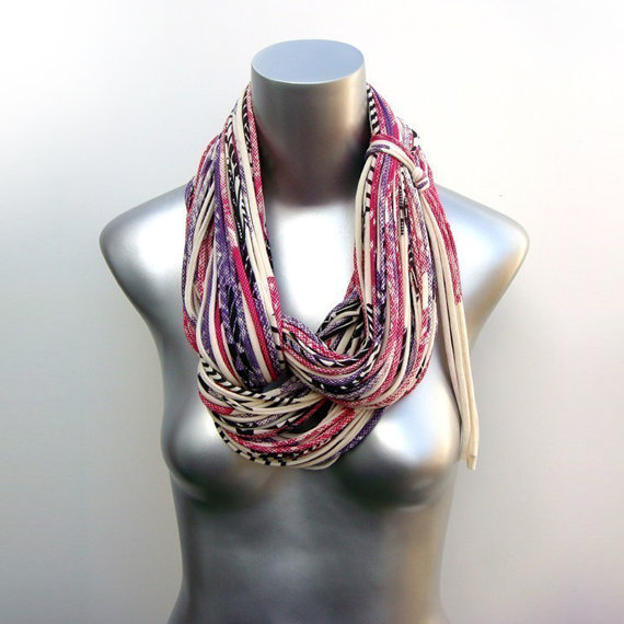 Infinity Scarf Circle Loop Purple Necklace Jersey Burning Man Eco-friendly Clothing Scarves Organic Magenta Womens Mens Unique Eggplant