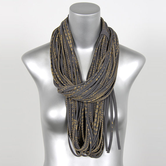 Infinity Winter Scarf Circle Loop Necklace Jersey Scarves Burning Man Womens Mens Spring Summer Chunky Unique Eternity Titanium Grey Gold