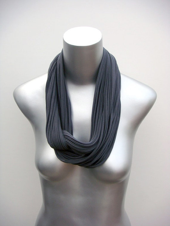 Grey Mens Infinity Cotton Scarf Necklace Fall Fashion Summer Spring Girls Mom Gifts Jersey Womens Guys Fashion Scarves Men Summer Fabric