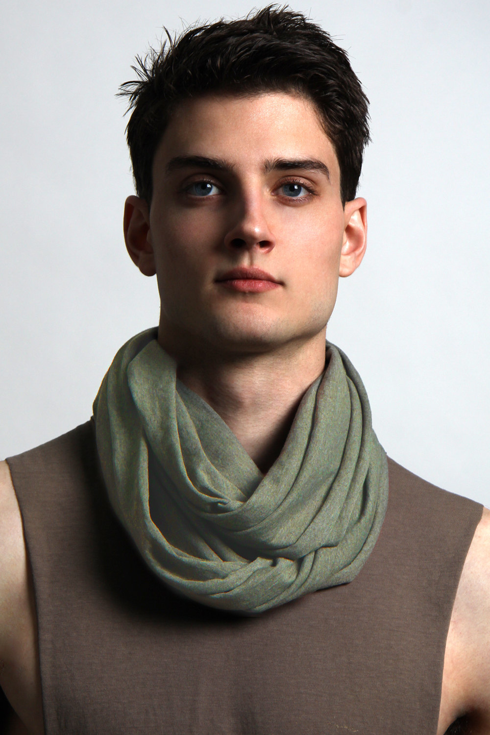 Green Infinity Scarf Green Circle Scarf Sage Green Mens Women