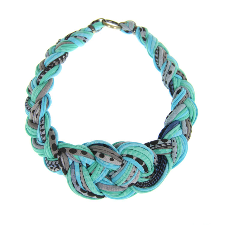 Collar Necklace Tribal Braided Knotted Choker Mint Jewelry Teal Blue African Neckpiece Braid Jewellery Spring Fashion Jewelry
