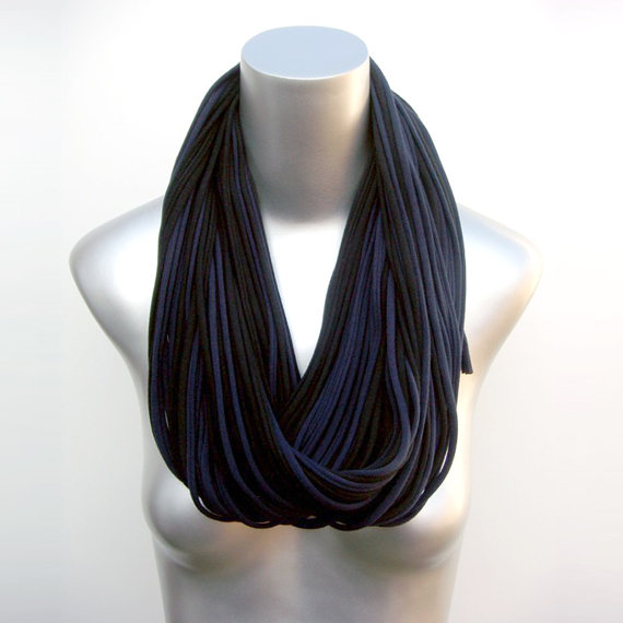 Blue Black Scarf Womens Infinity Scarf Mens Circle L